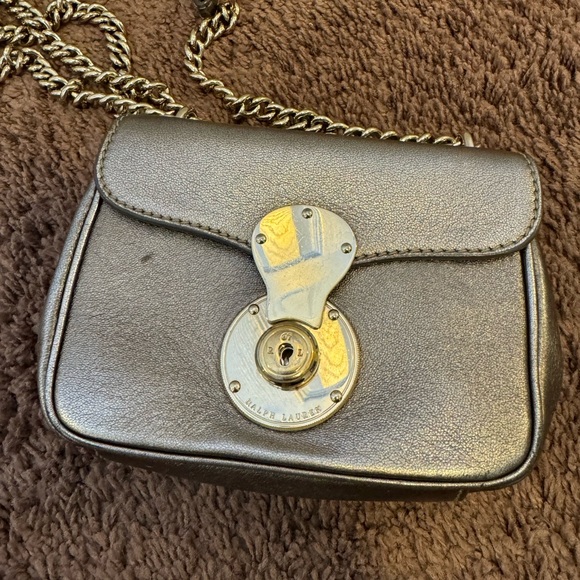 Ralph Lauren Collection Chain Strap Mini Ricky Shoulder Bag Metallic Pewter - Picture 4 of 13